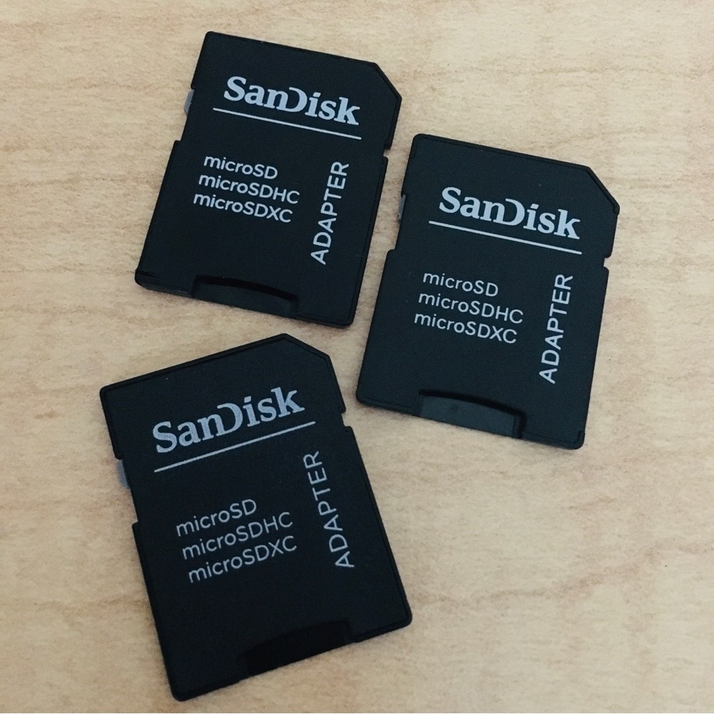 FREE Bundle of 3 SanDisk MicroSD to SD Memory Card Adapters Black